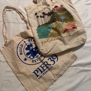 Golden Coast and Pier 39 Tote Bags